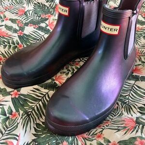 Hunter Chelsea Rain Boots Iridescent Purple-Green Nebula US 9 EU 40/41 Rare HTF